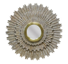 Load image into Gallery viewer, 44" Antiqued Sunburst Framed Accent Mirror - Gold
