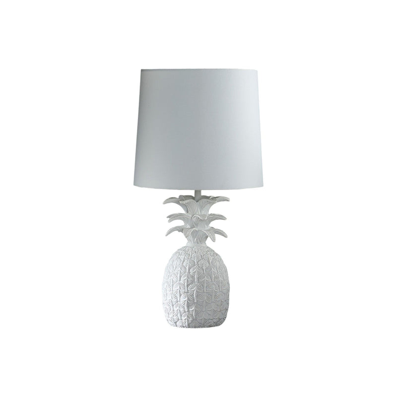 Bedside Table Lamp With White Empire Shade - White