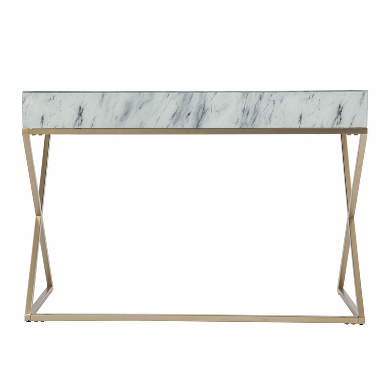 Writing Desk With Two Drawers - White / Bronze