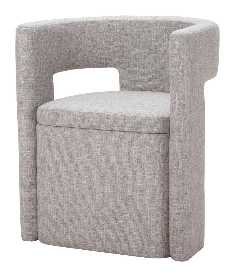 Modern Upholstered Fabric Open Back Dining Arm Chair - Gray