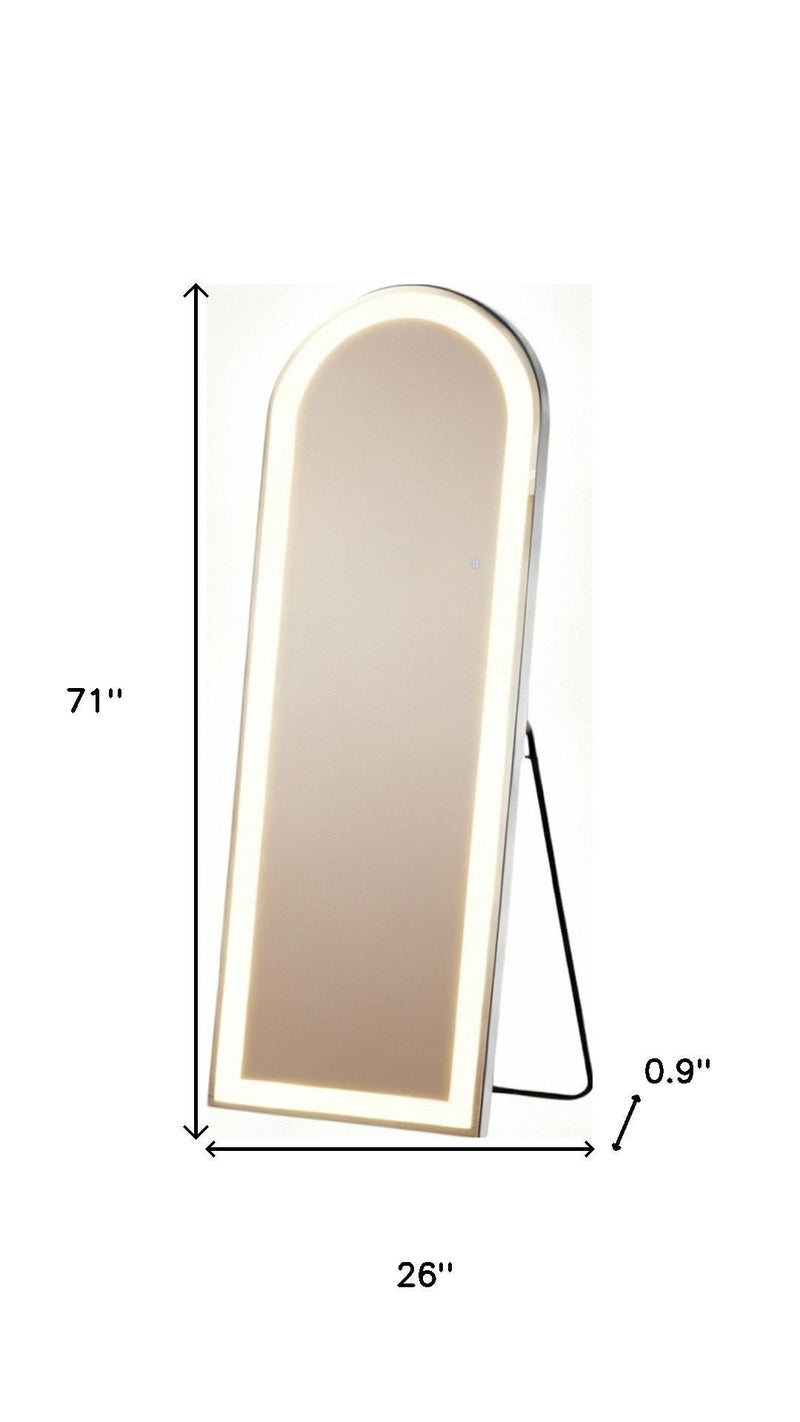 71" Arch Lighted Freestanding And Wall Mount Frameless Full Length Mirror - Clear
