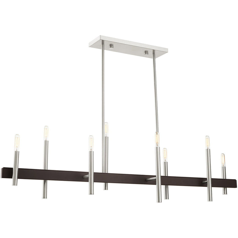 24" Eight Light Dimmable Chandelier With Shades - Nickel