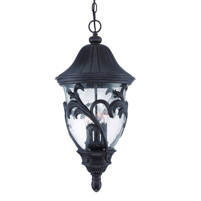 XL Three Light Leaf Detail Hanging Light - Matte Black