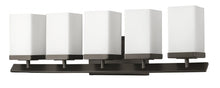 Load image into Gallery viewer, Burgundy 5-Light Vanity Light With Etched Glass Shades - Oil-Rubbed Bronze
