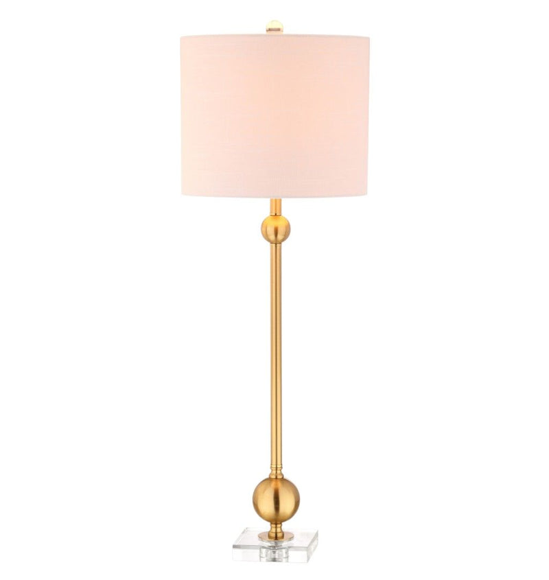 Table Lamps With Drum Shades (Set of 2) - Clear / Brass / White
