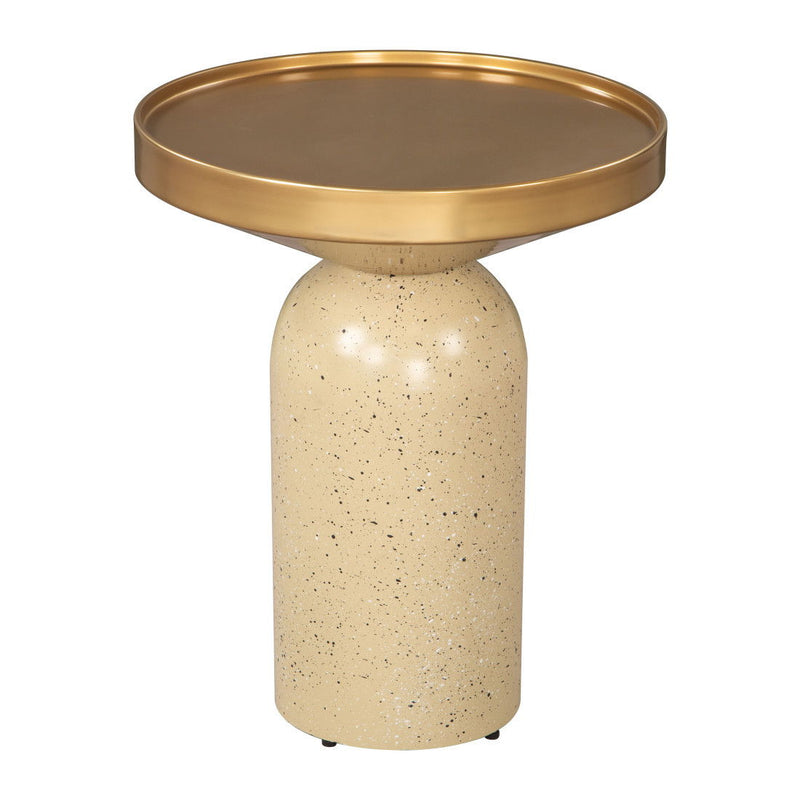 22" Iron Pedestal End Table - Beige
