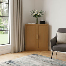 Load image into Gallery viewer, Wood Corner Accent Cabinet With Two Doors - Natural
