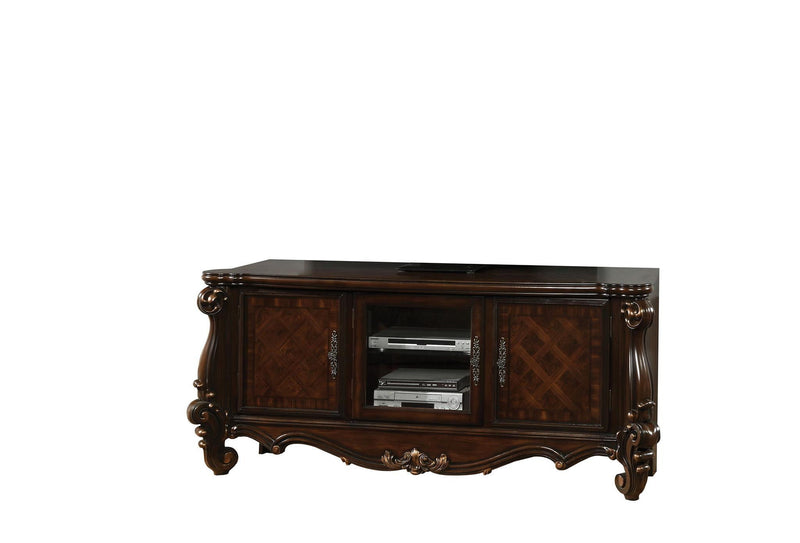 Poly Resin Glass TV Console - Cherry Oak