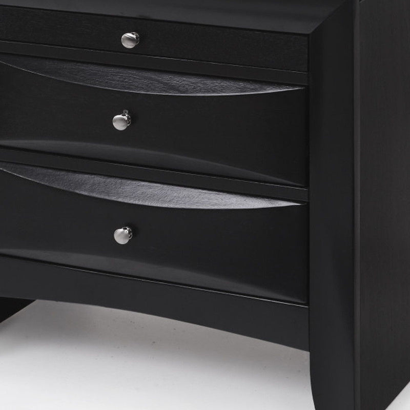 Three Drawer Nightstand - Black