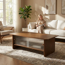 Load image into Gallery viewer, Rectangular Coffee Table With Sliding Door Storage Center
