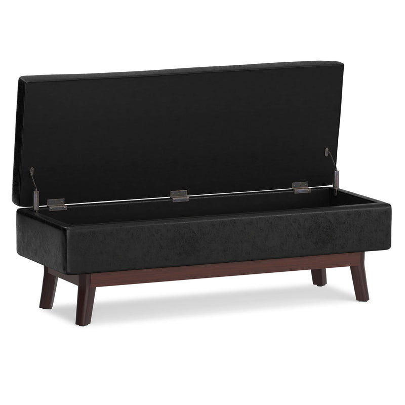 48" Leather Cocktail Ottoman With Storage - Black / Brown