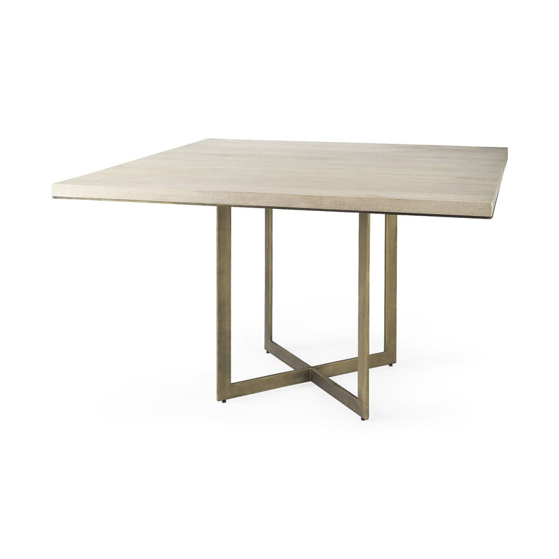 Modern Square Wood And Dining Table - Off White