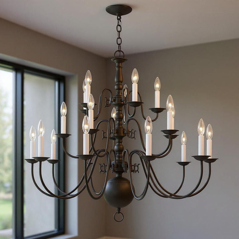 33" Multi Light Dimmable Chandelier With Shades - Bronze