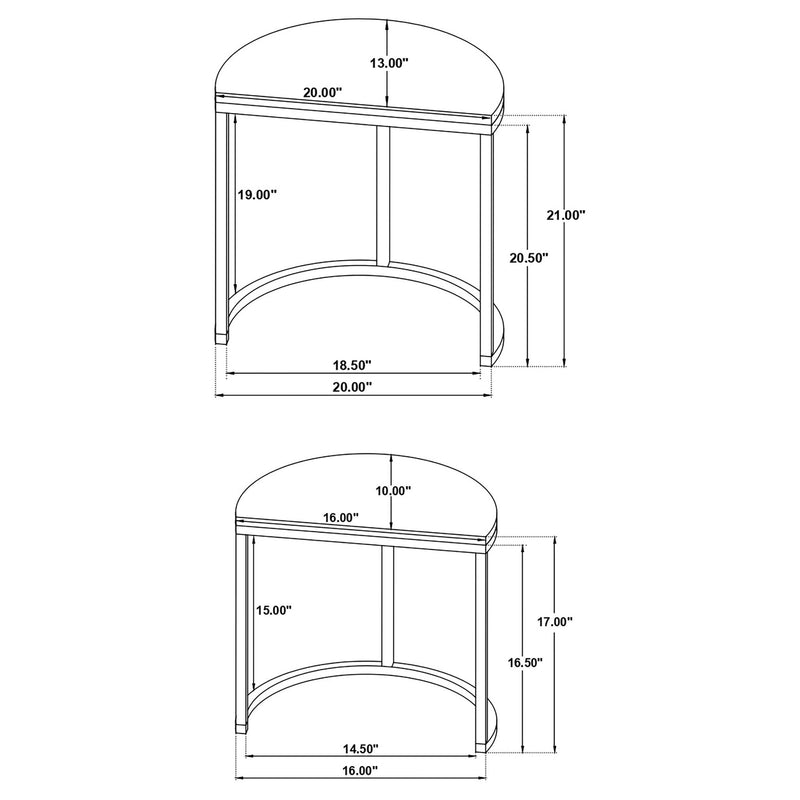 Allura - 2 Piece Demilune Nesting Table Set - Black