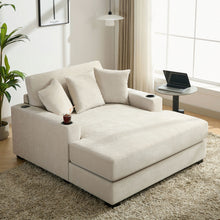 Load image into Gallery viewer, Oversized Chaise Lounger Modern Style Sofa Couch With Pillows, Charge Station &amp; Cup Holders
