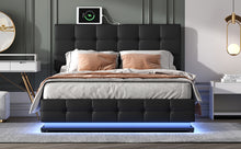 Load image into Gallery viewer, Tufted Upholstered Platform Bed with Hydraulic Storage System,Queen Size PU Storage Bed with LED Lights and USB charger, Black
