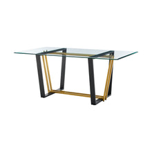 Load image into Gallery viewer, 72" Glass And Iron Sled Base Dining Table - Gold
