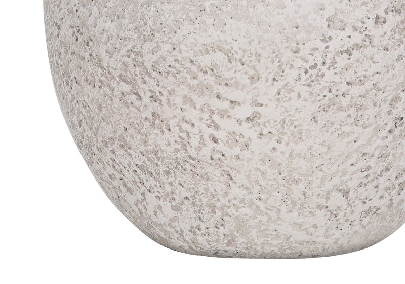Concrete Urn Table Lamp With Abstract Empire Shade - Cream