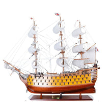 Load image into Gallery viewer, Hand Painted Model Boat - Dark Brown / Yellow
