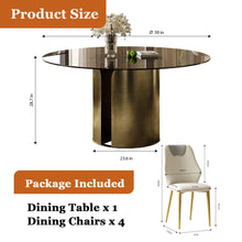 Load image into Gallery viewer, Modern Round Dining Table Set With Glass Top And Steel Legs
