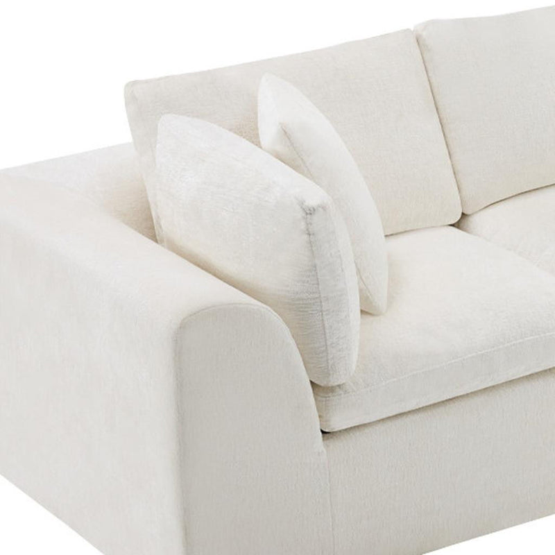 Chenille Modular Sofa Chaise With Ottoman Toss Pillows (725211) - Beige