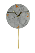 Load image into Gallery viewer, Marble Silent Pendulum Marble Round Wall Clock - White / Gold
