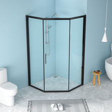 Load image into Gallery viewer, Diamond Shaped Corner Shower Door, Inward Sliding, Stainless Steel Frame
