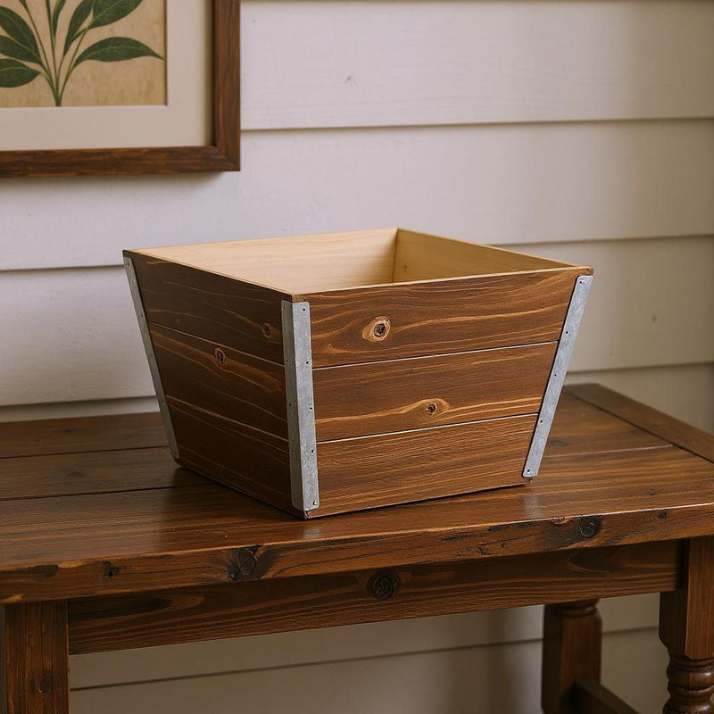 Square Planter Box (638088) - Natural / Silver