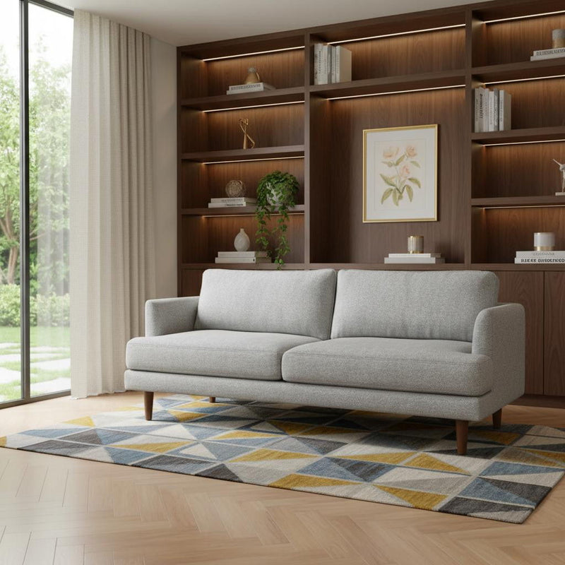76" Sofa With Brown Legs - Gray