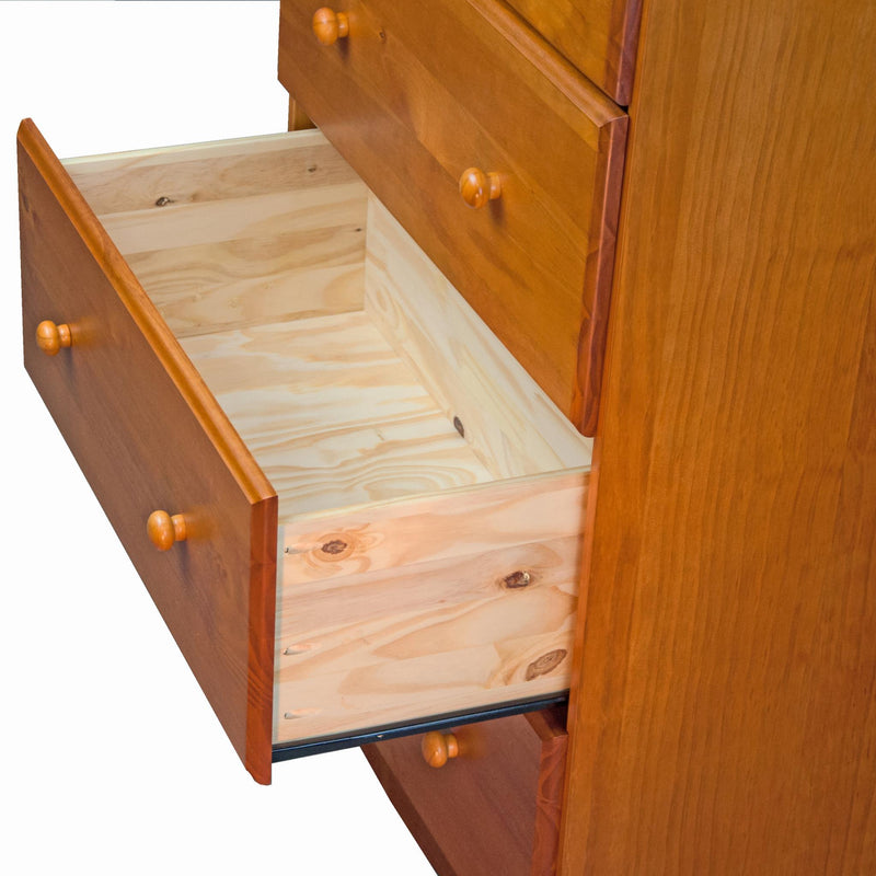 Solid Wood Five Drawer Dresser (760581) - Golden Brown