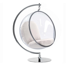 Load image into Gallery viewer, 42" Acrylic And Faux Leather Balloon Chair - White And Silver
