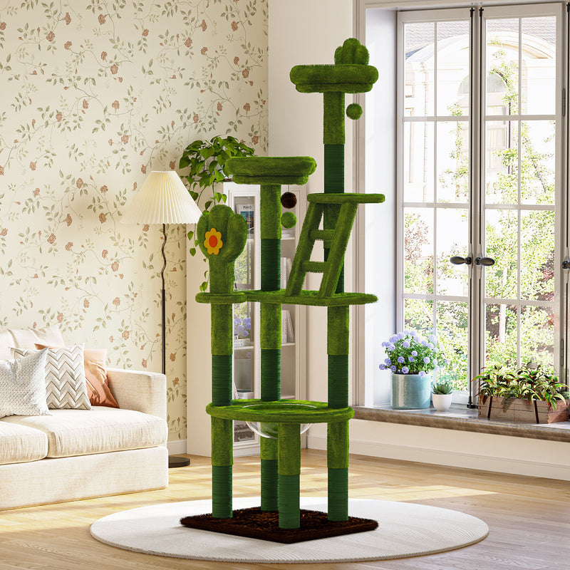 Cactus Cat Tree With Transparent Capsule