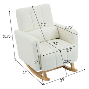 Accent Rocking Chair With Pillow, Spacious & Comfortable Seating For Living Room Or Bedroom - Cream White