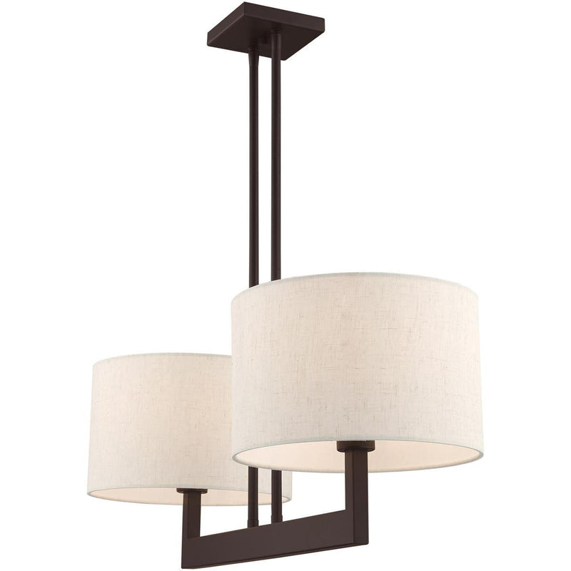 22" Two Light Dimmable Chandelier With Shades - Bronze