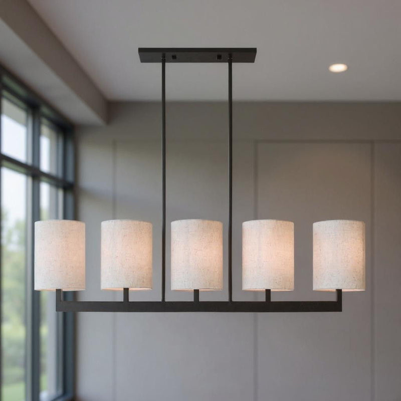 22" 5-Light Dimmable Chandelier With Shades - Bronze