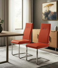 Load image into Gallery viewer, Upholstered Faux Leather Dining Side Chairs (Set of 2) - Orange
