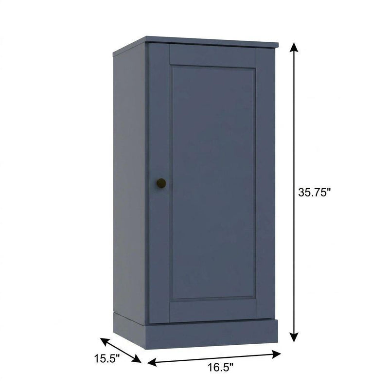 Solid Wood Adjustable Three Tier Library Bookcase With One Door (751371) - French Blue