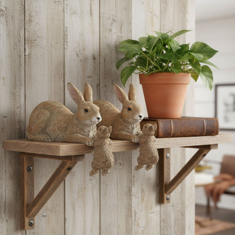 Poly Rabbit Figurine (Set of 2) (518102) - Brown / White