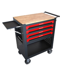 Load image into Gallery viewer, 4 Drawers Multifunctional Tool Cart With Wheels And Wooden Top
