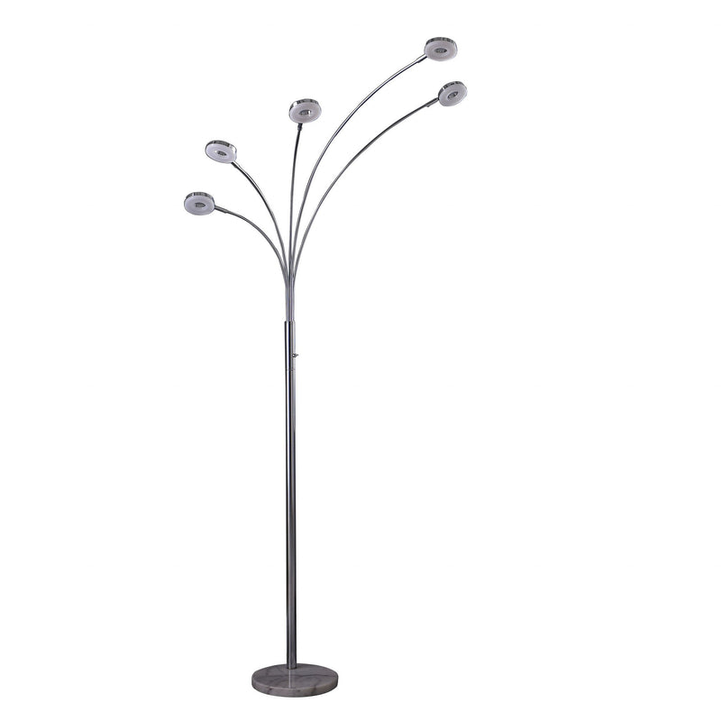 5 Light Contempo Arc LED Floor Lamp - Silver