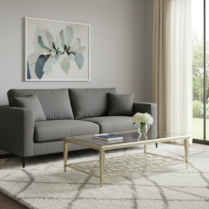 Glass Steel Coffee Table - Clear / Champagne