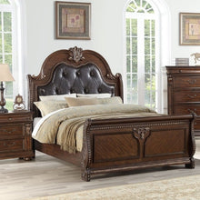 Load image into Gallery viewer, Bed &amp; Carved Padded And Button Tufted Headboard
