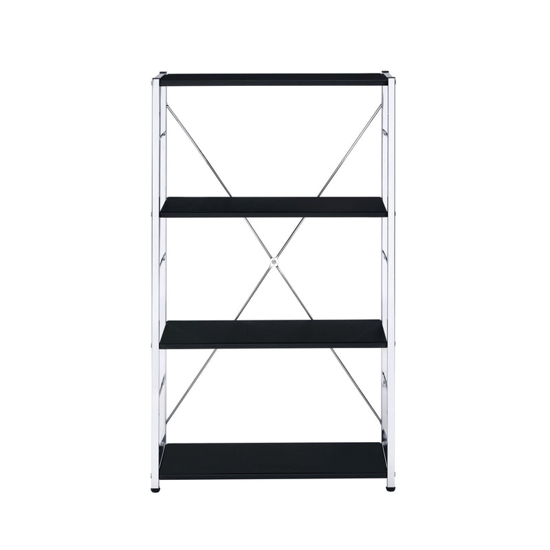Four Tier Etagere Bookcase - Black / Silver