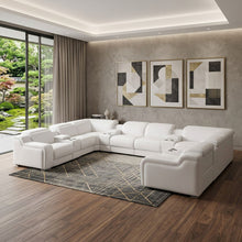 Load image into Gallery viewer, Italian Leather Power Reclining U-Shaped Twelve Piece Corner Sectional With Console - White
