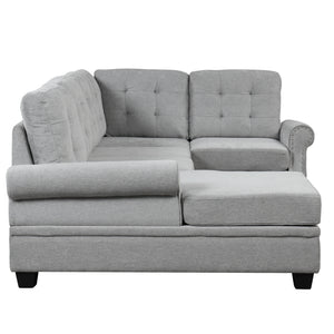 120" Modern U-Shaped Corner Sectional Sofa Upholstered Linen Fabric Sofa Couch for Living Room, Bedroom, Gray