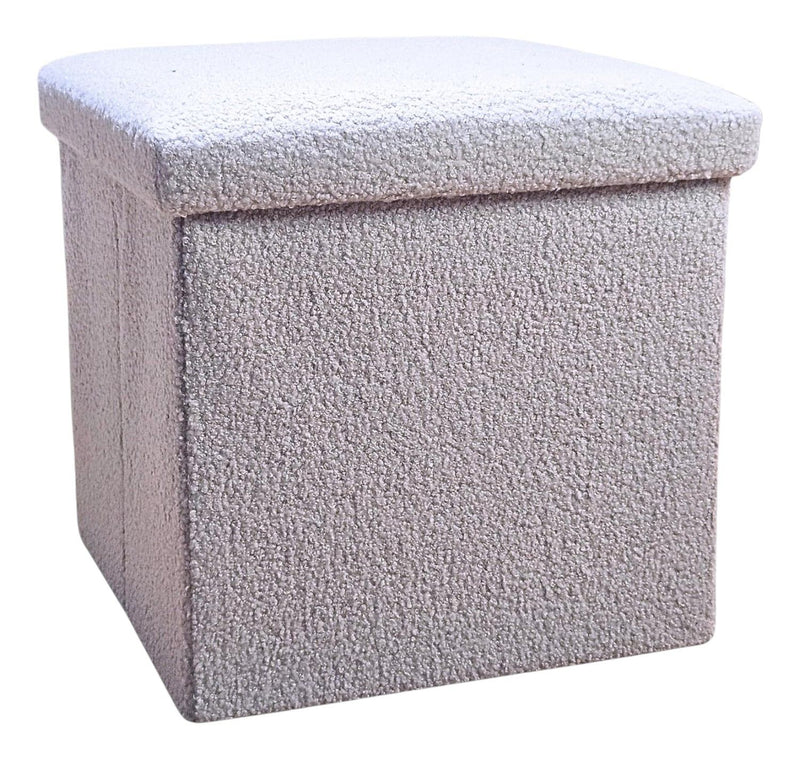 15" Boucle Cube Storage Ottoman - Gray