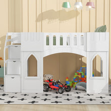 Load image into Gallery viewer, Loft Bed With Storage Staircase And Windows
