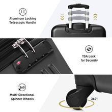 Load image into Gallery viewer, 3 Piece Luggage Set Hardside Spinner Suitcase With Tsa Lock 20" 24" 28" Available - Black
