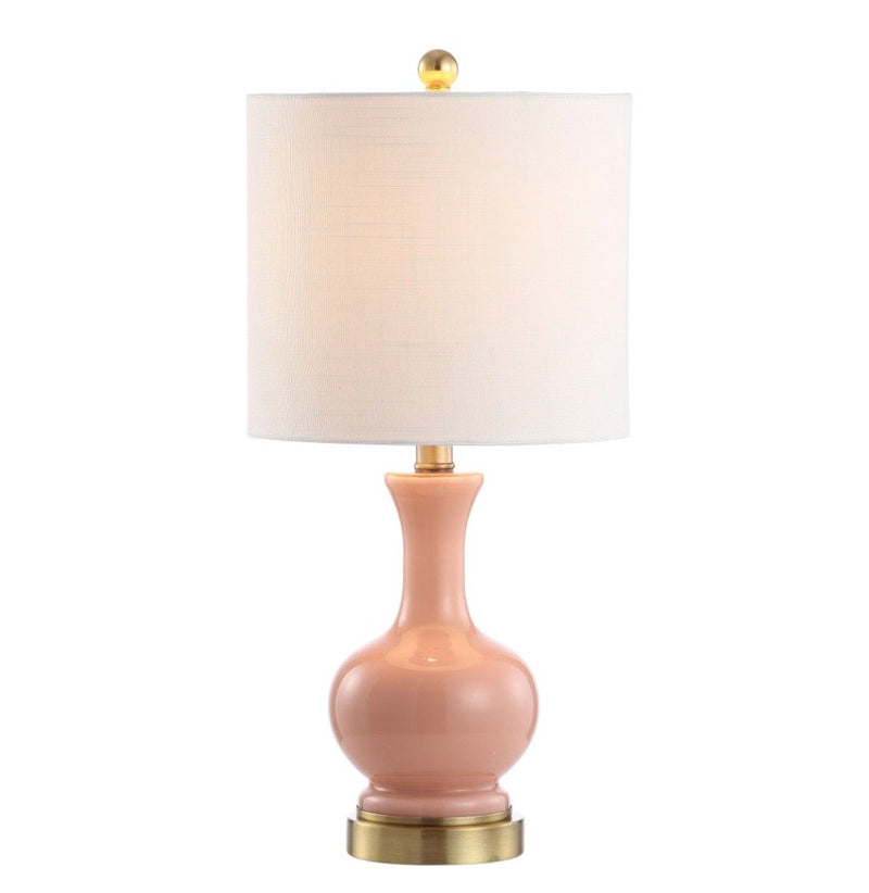 Novelty Table Lamps With Drum Shades (Set of 2) - Coral