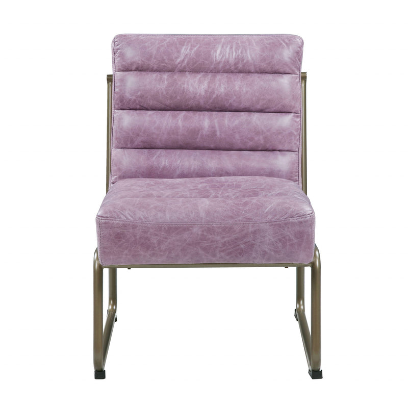 Top Grain Leather And Steel Ikat Side Chair - Wisteria